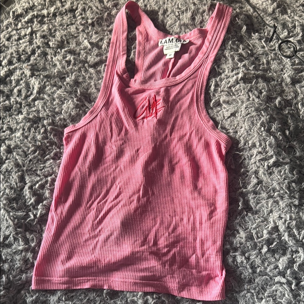 I.AM.GIA Pink Ribbed Tank Top